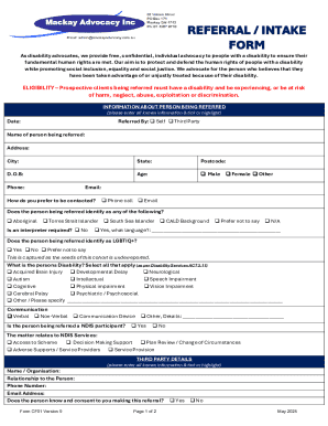 Disability Advocacy Referral Form