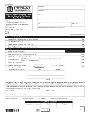 Louisiana Service Contractor and Tour Tax Return