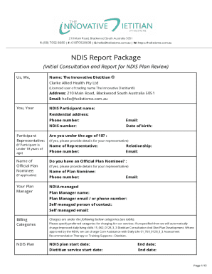 NDIS Report Package for Plan Review