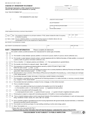 California Change of Ownership Statement