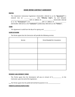 Home Repair Contract Agreement