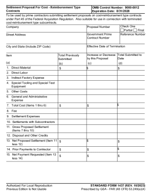 Settlement Proposal Form 1437