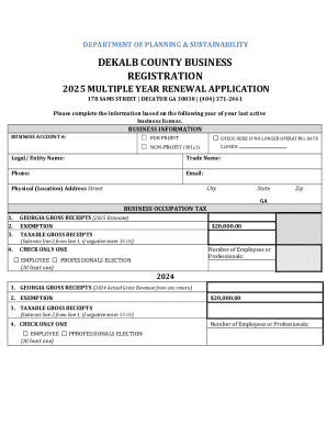 DeKalb County Business Registration 2025 Multiple Year Renewal Application