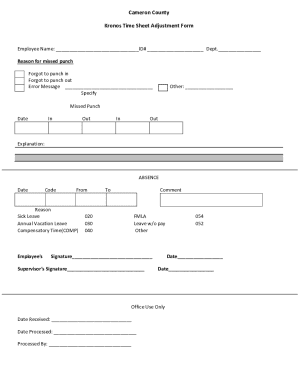 Kronos Time Sheet Adjustment Form