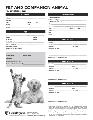 Pet Prescription Form
