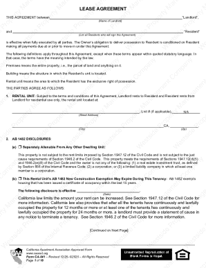 California Residential Lease Agreement