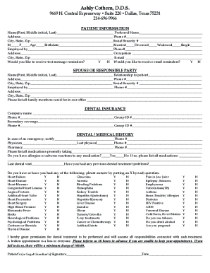 Dental Patient Information Form