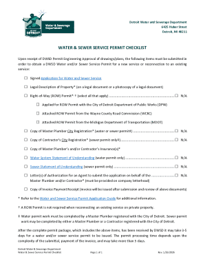 Detroit Water and Sewer Service Permit Application