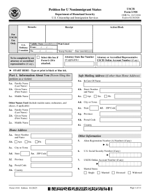 Form I-918 U Nonimmigrant Status Petition