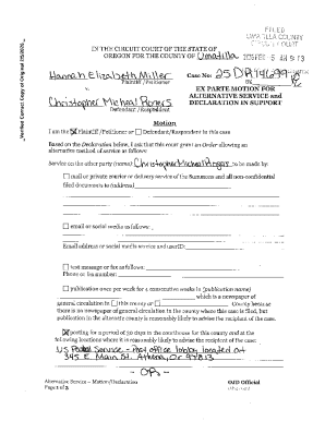 Oregon Motion for Alternative Service