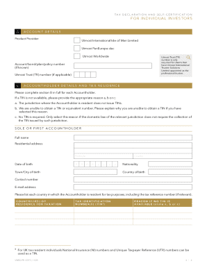 Tax Declaration and Self-Certification for Individual Investors