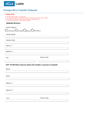 Foreign Wire Transfer Request Form