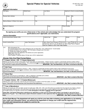 Idaho Special Plates for Special Vehicles Application