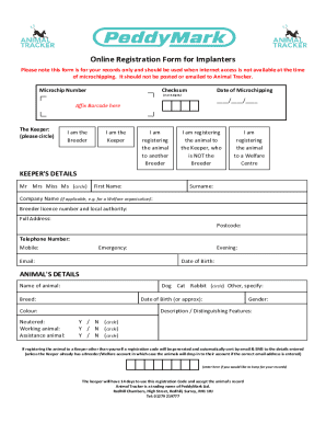 Online Registration Form for Implanters