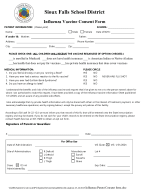 Influenza Vaccine Consent Form