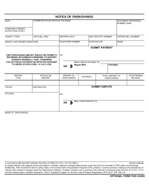 Notice of Overcharge