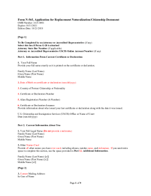 Form N-565 Application for Replacement Naturalization/Citizenship Document