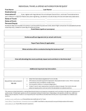 University of Arkansas Travel Authorization Request