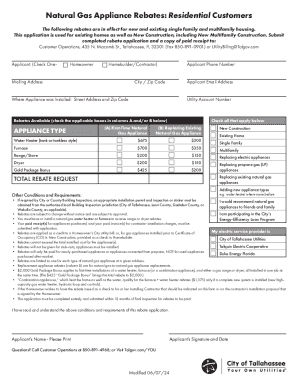 Natural Gas Appliance Rebate Application