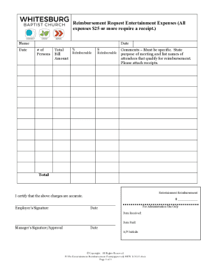 Entertainment Expense Reimbursement Form