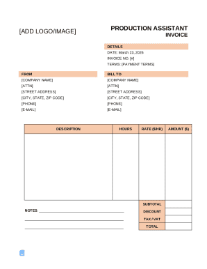 Production Assistant Invoice