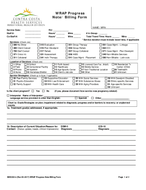 WRAP Progress Note Billing Form