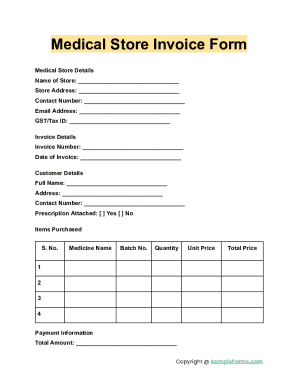 Medical Store Invoice Form
