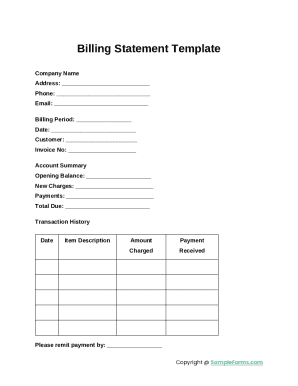 Billing Statement Template