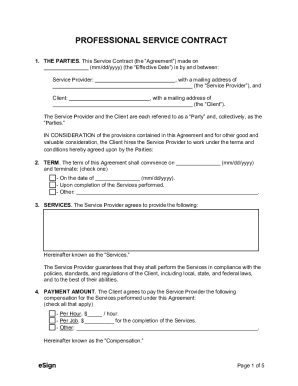 Professional Service Contract