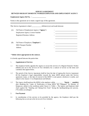 Service Agreement for Migrant Domestic Worker