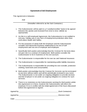 Self Employment Agreement