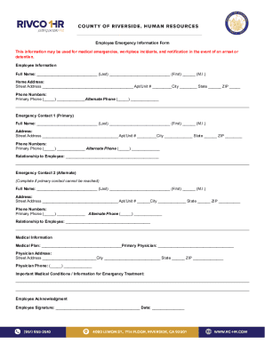 Employee Emergency Information Form