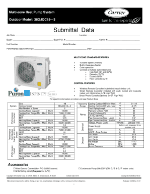 Multi-Zone Heat Pump System Submittal Data