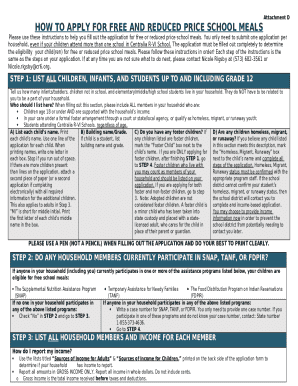Free and Reduced Price School Meals Application