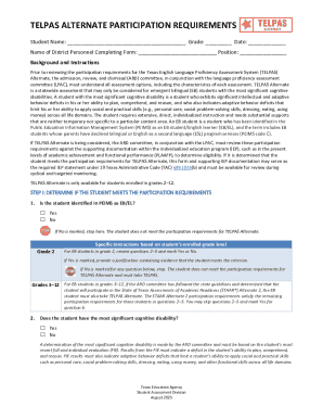 TELPAS Alternate Participation Requirements Form