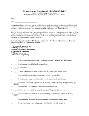 Young Schema Questionnaire Brief