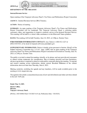 IRS Taxpayer Advocacy Panel Meeting Notice