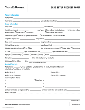 Ease Setup Request Form