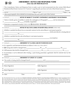 Amendment Notice and Response Form