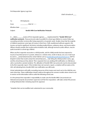 Handle With Care Notification Protocols Directive