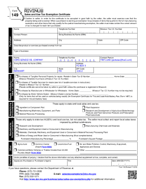 Missouri Sales and Use Tax Exemption Certificate