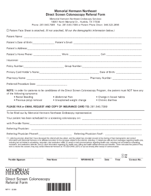 Memorial Hermann Direct Screen Colonoscopy Referral Form