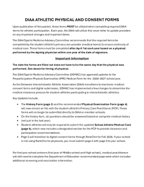 DIAA Athletic Physical and Consent Forms