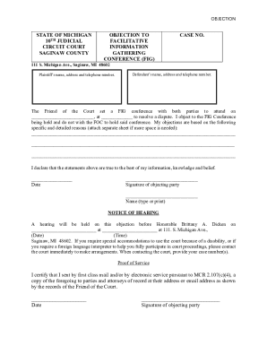 Michigan Objection to Friend of the Court Conference