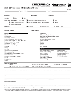 Tennessee 4-H Enrollment Form