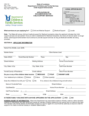 Louisiana Child Support Services Application
