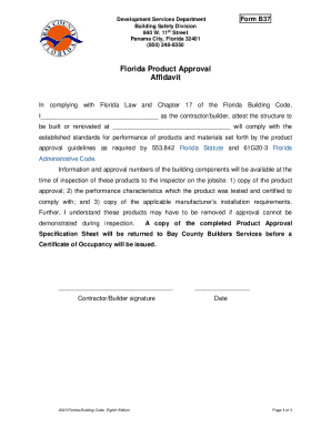 Florida Product Approval Affidavit