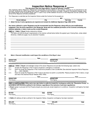 Inspection Notice Response