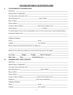 Divorce Intake Questionnaire