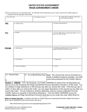 US Federal Wage Garnishment Order